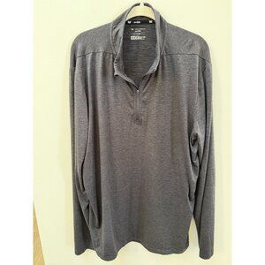 Tek Gear DryTek Gray 1/4 Zip Pullover Long Sleeve Lightweight Mens XL Polyester